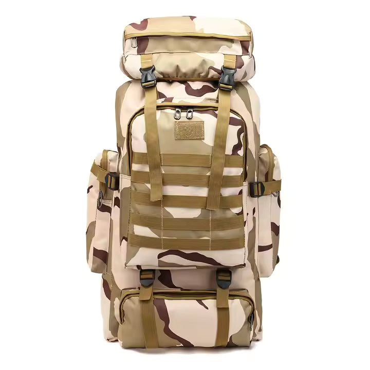 Professional Tactical Rucksack 70L+ Hiking Camping Travel Backpack Waterproof
