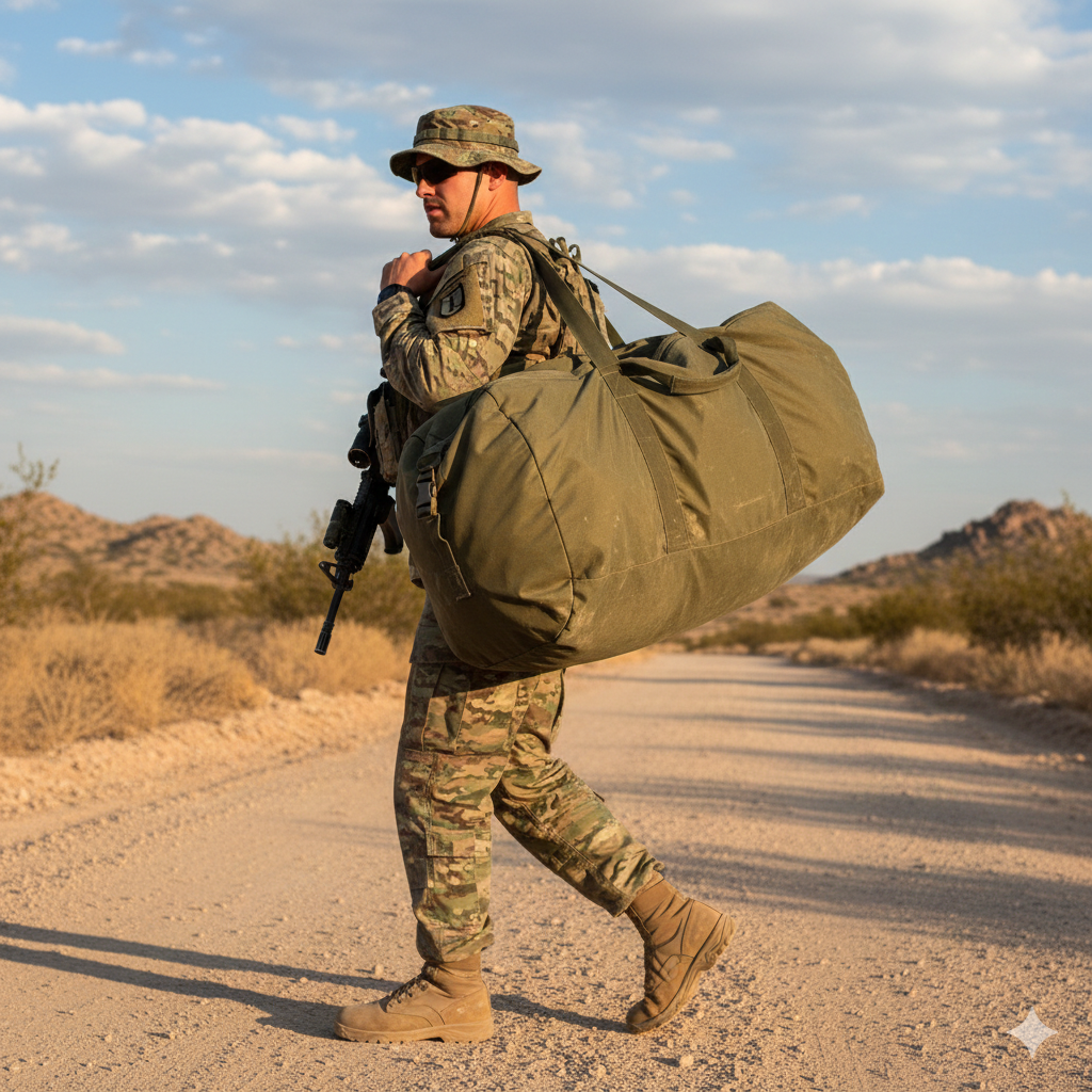 US Military Improved Duffel Duffle Travel Flight Sea Bag Green 8465-01-604-6541