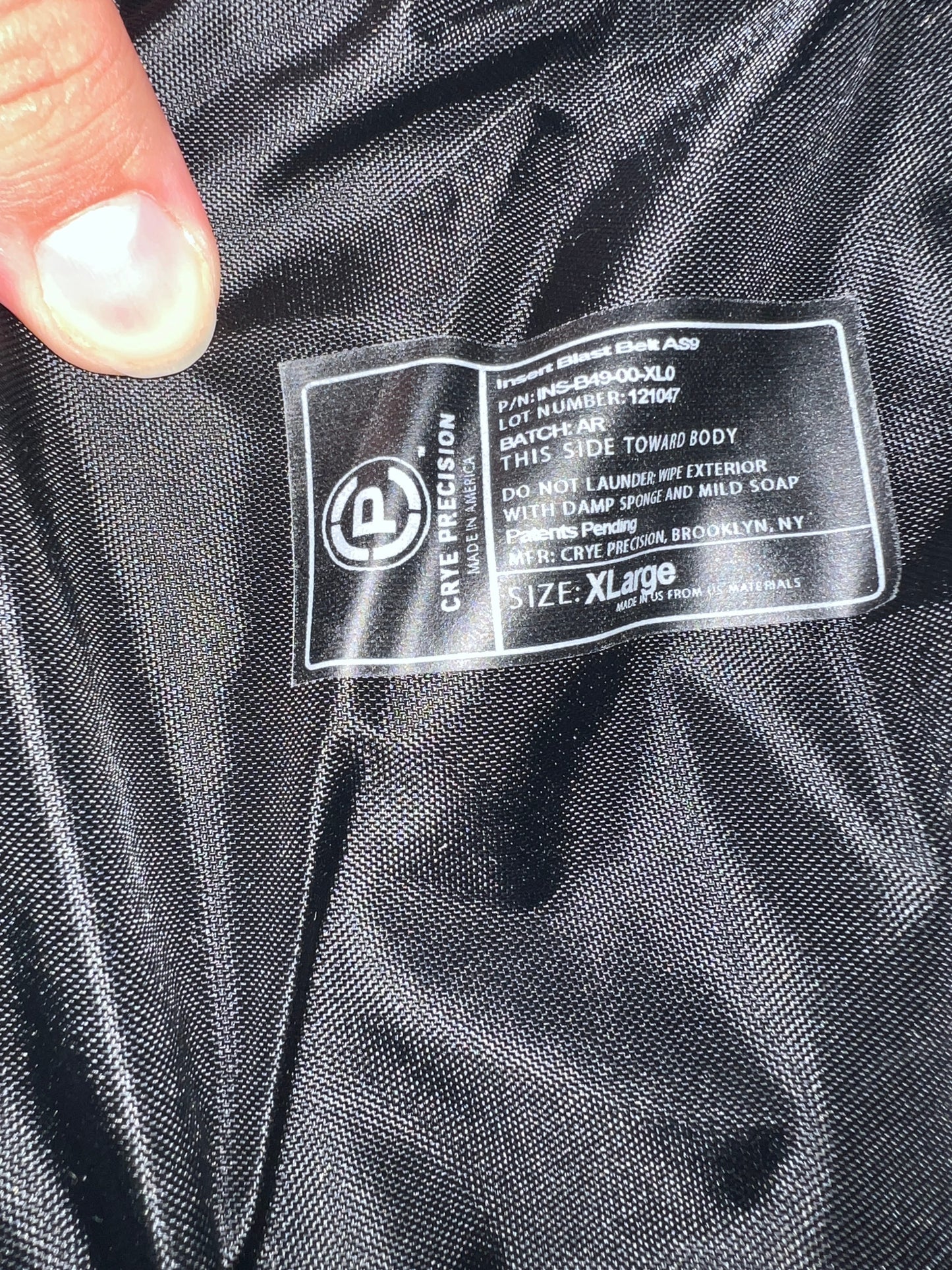 Crye Precision High Back Ballistic Blast Belt w/ AS9 IIIA Insert COV-B49 XL