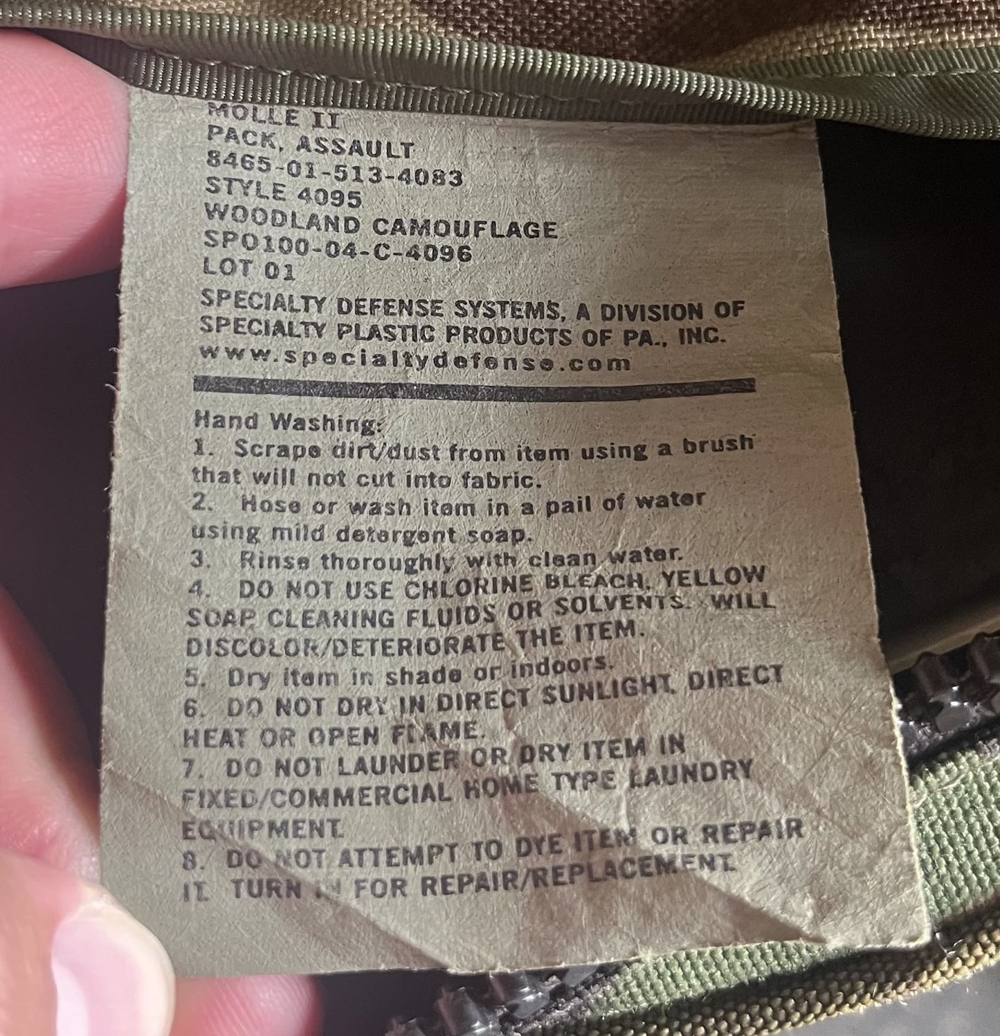 USGI SDS Woodland MOLLE II Assault Pack With Stiffener Style 4095
