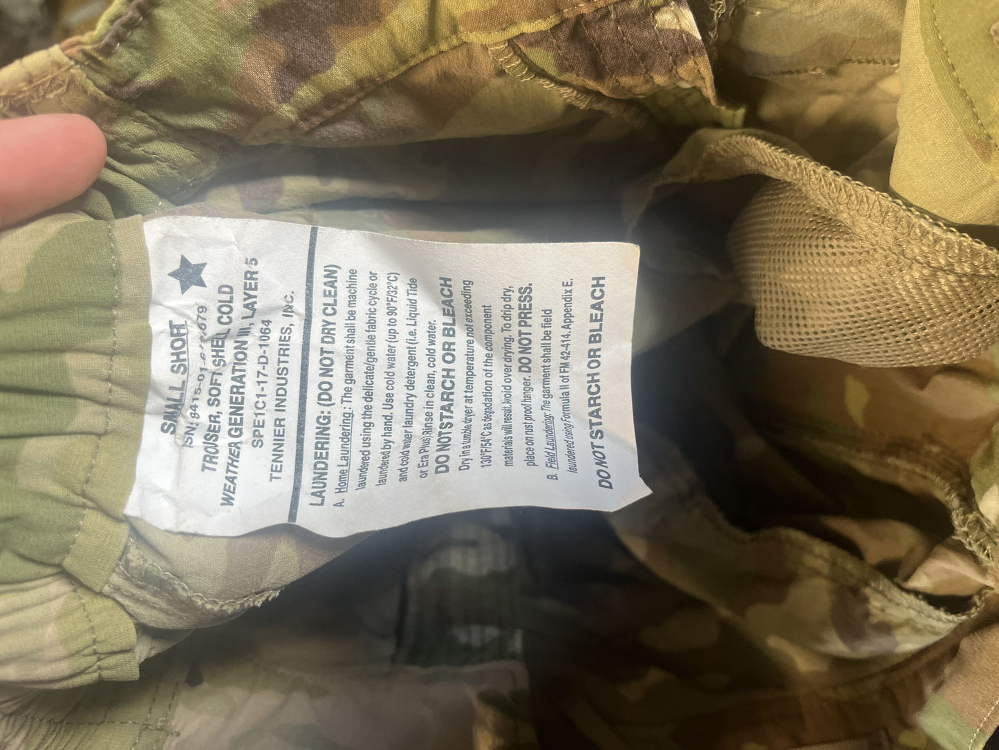 USGI Trousers Soft Shell Cold Weather Layer 5 Multicam Scorpion OCP SMALL SHORT