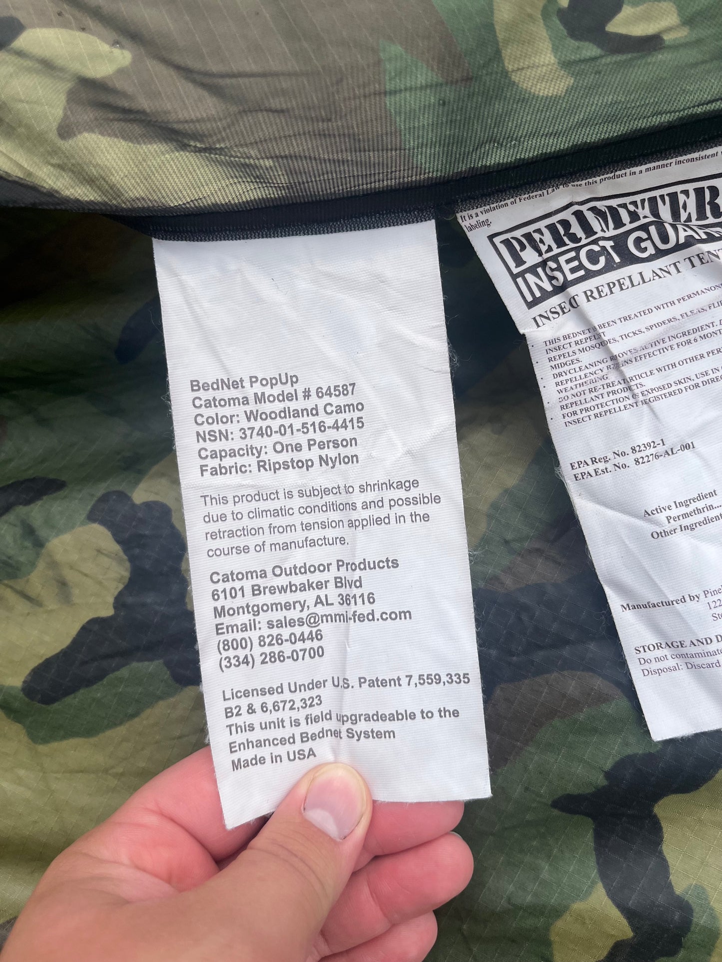 Catoma / Iguana Bed Net Pop-Up Tent IBNS EBNS Woodland Camo BROKEN Frame NO Carry Bag