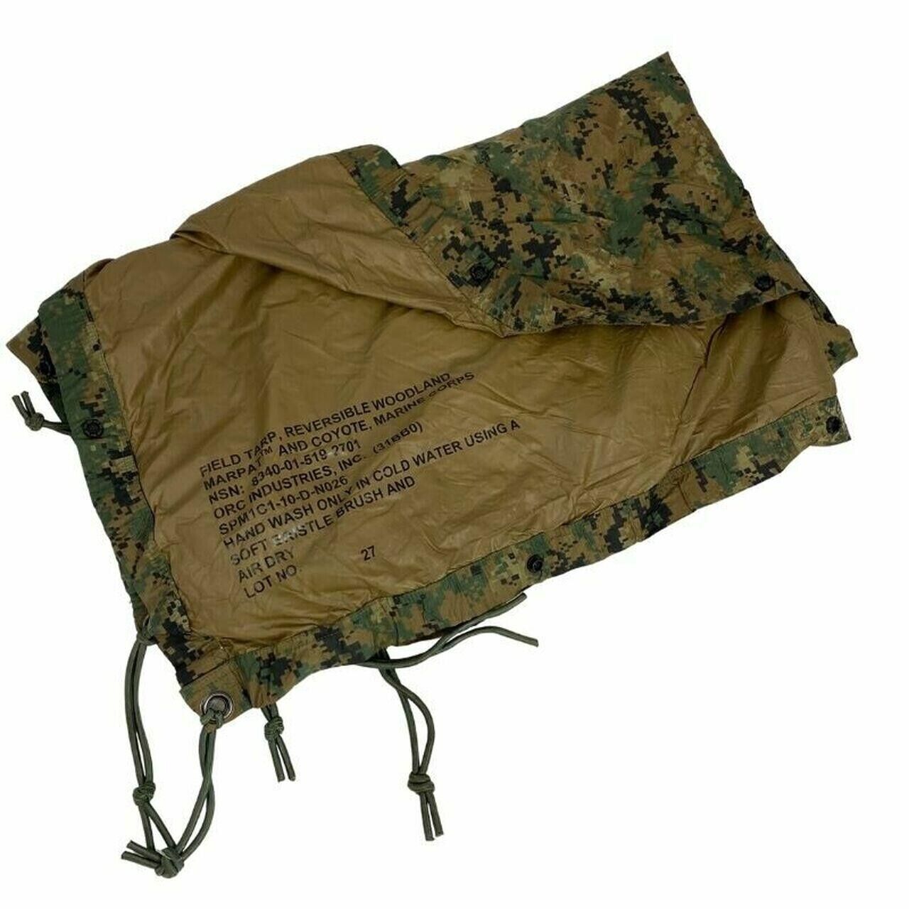 USMC MARPAT Woodland Digital Camo Reversible Field Tarp Tarpaulin EXCELLENT