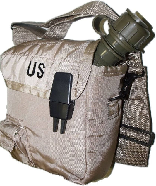 NEW USGI 2 QT Collapsible Water Canteen & Cover Pouch Desert Tan w/ Strap