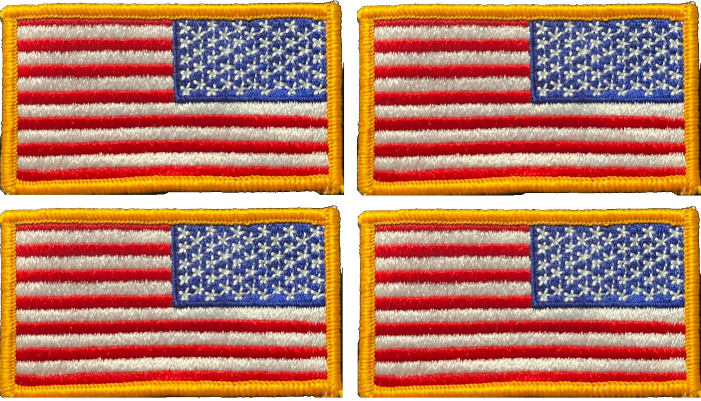 4 Pack U.S. American Flag Right Shoulder Patches REAL Military Sew-On Insignias