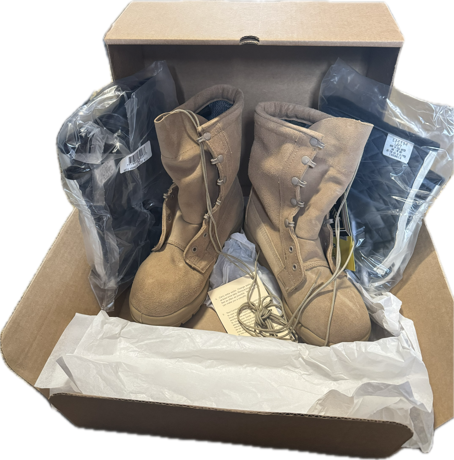 New BELLEVILLE  Intermediate COLD / WET Boots W/ Inserts SIZE: 6.5 W Tan