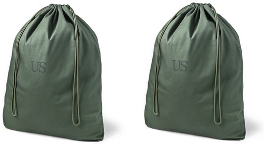 2 Pack USGI Military Barracks Bag Cotton Laundry Bag Green NSN 8465-00-530-3692