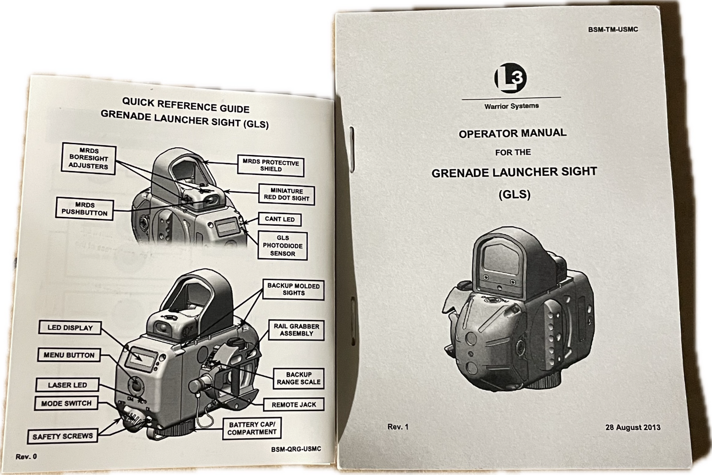 USGI L3 Warrior Systems Grenade Launcher Sight Operator Manual Set of 2