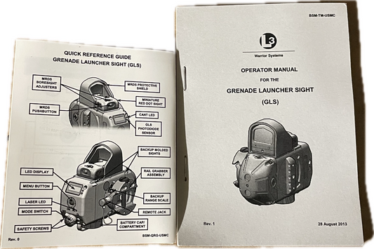 USGI L3 Warrior Systems Grenade Launcher Sight Operator Manual Set of 2