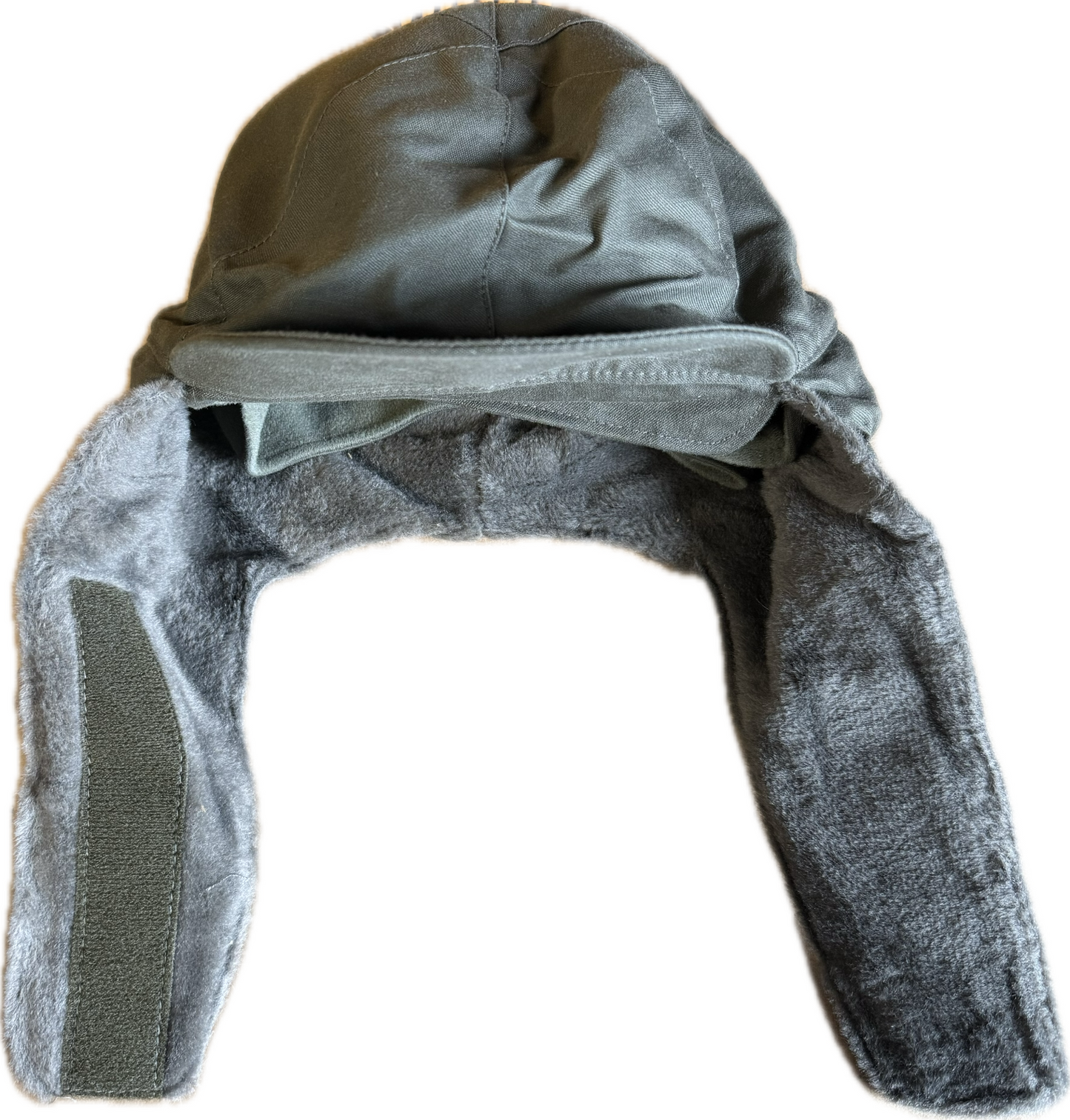 USGI German Army Winter Pile Cap Hat Ear Flaps Size 56 OD Olive Green