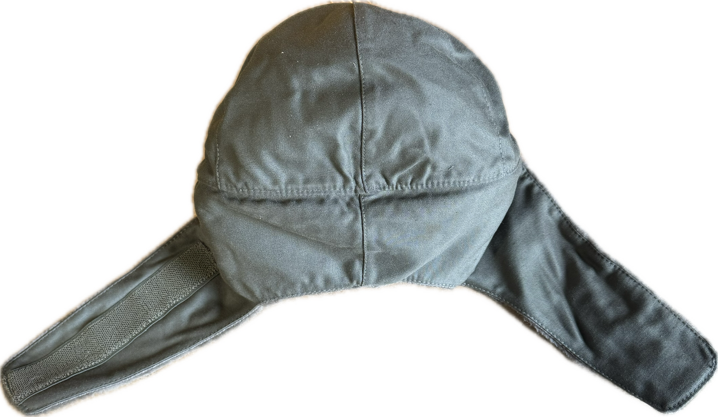 USGI German Army Winter Pile Cap Hat Ear Flaps Size 55 OD Olive Green