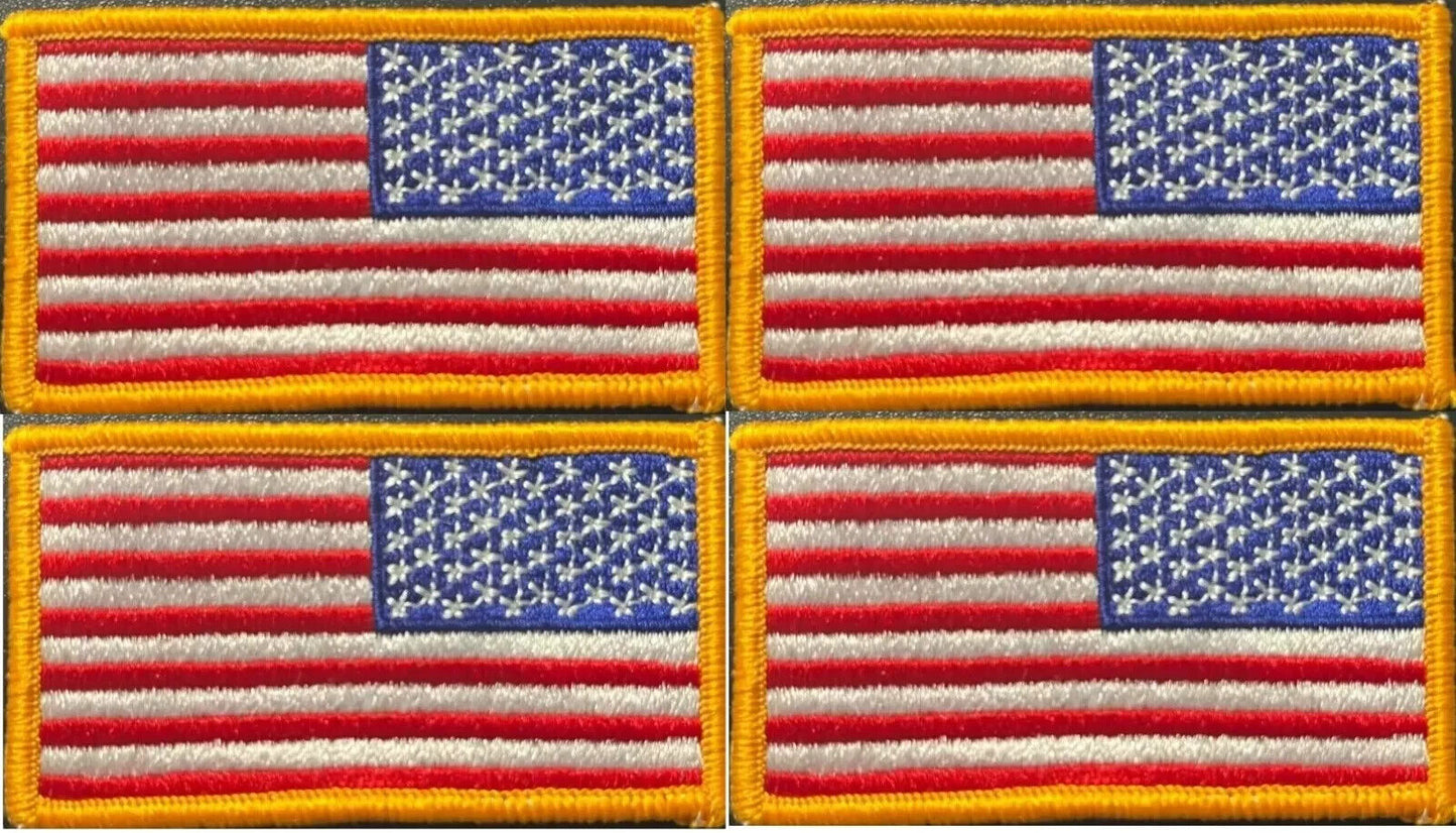 4 Pack U.S. American Flag Right Shoulder Patches REAL Military Sew-On Insignias