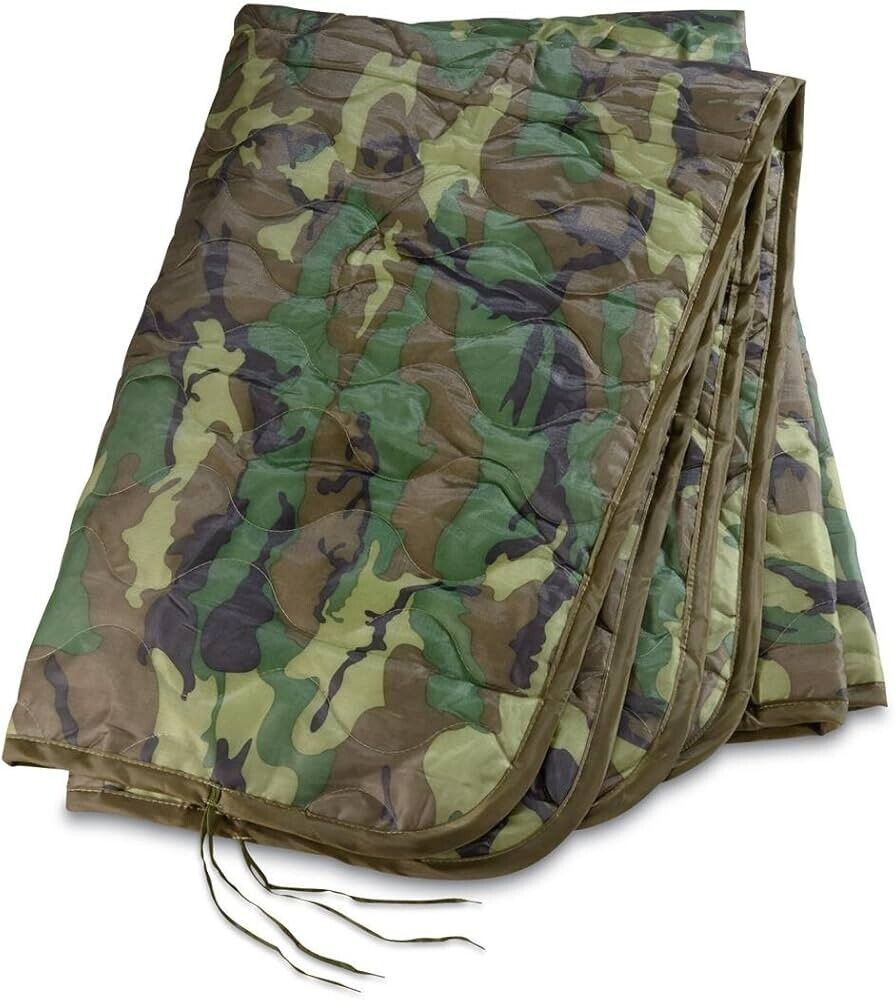 USGI Military All Weather Poncho Liner / Woobie Blanket in Woodland Camo