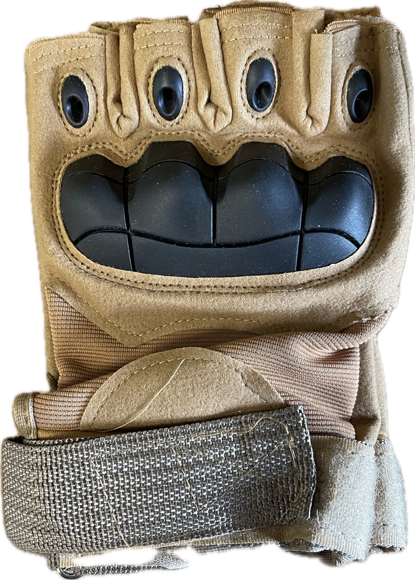 Tactical Fingerless Tan Gloves Knuckle Protection Military Training Hunting