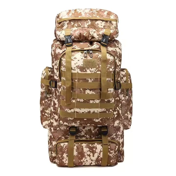 Professional Tactical Rucksack 70L+ Hiking Camping Travel Backpack Waterproof