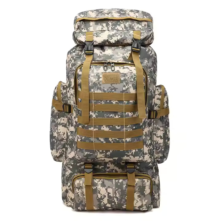 Professional Tactical Rucksack 70L+ Hiking Camping Travel Backpack Waterproof