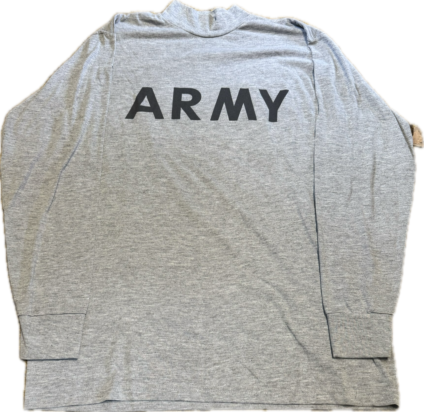 US ARMY Grey Long Sleeve PT Shirt With Physical Fitness Excellence Patch Medium