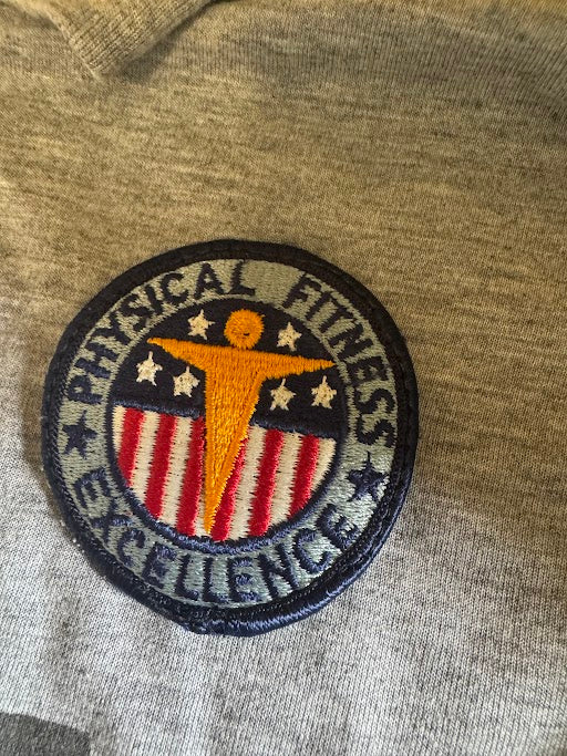 US ARMY Grey Long Sleeve PT Shirt With Physical Fitness Excellence Patch Medium