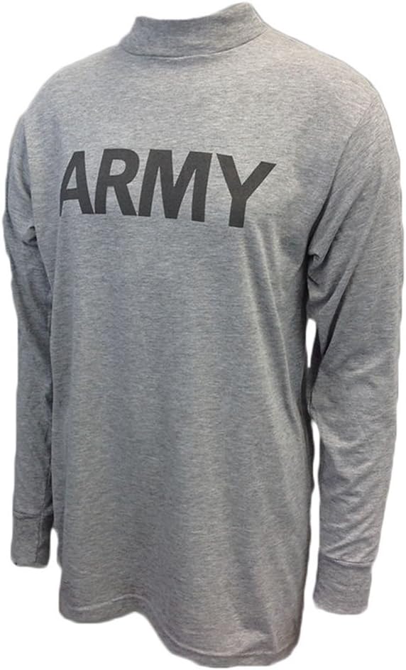 US ARMY GREY LONG SLEEVE PT SHIRT IPFU PHYSICAL TRAINING REFLECTIVE LOGO T-SHIRT
