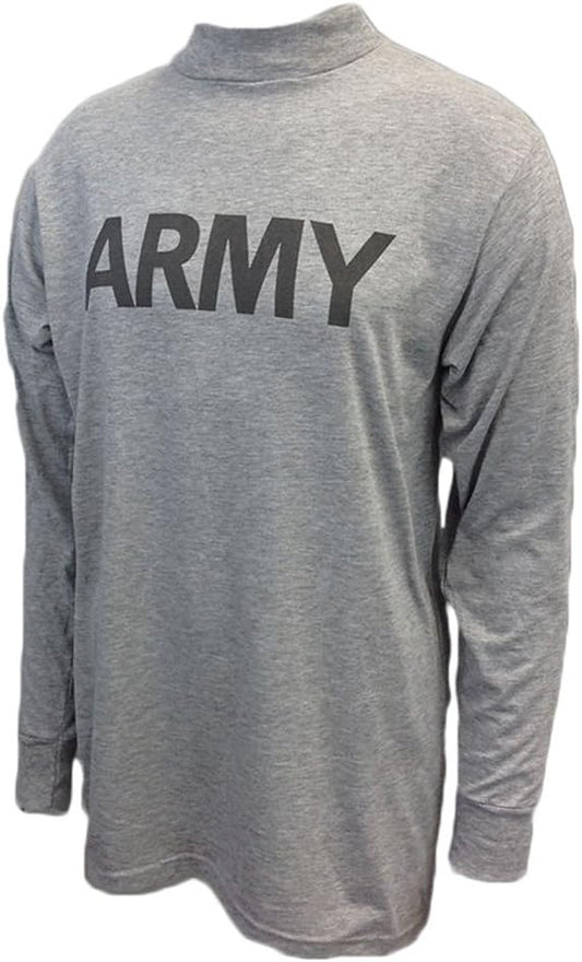 US ARMY Grey Long Sleeve PT Shirt With Physical Fitness Excellence Patch Medium