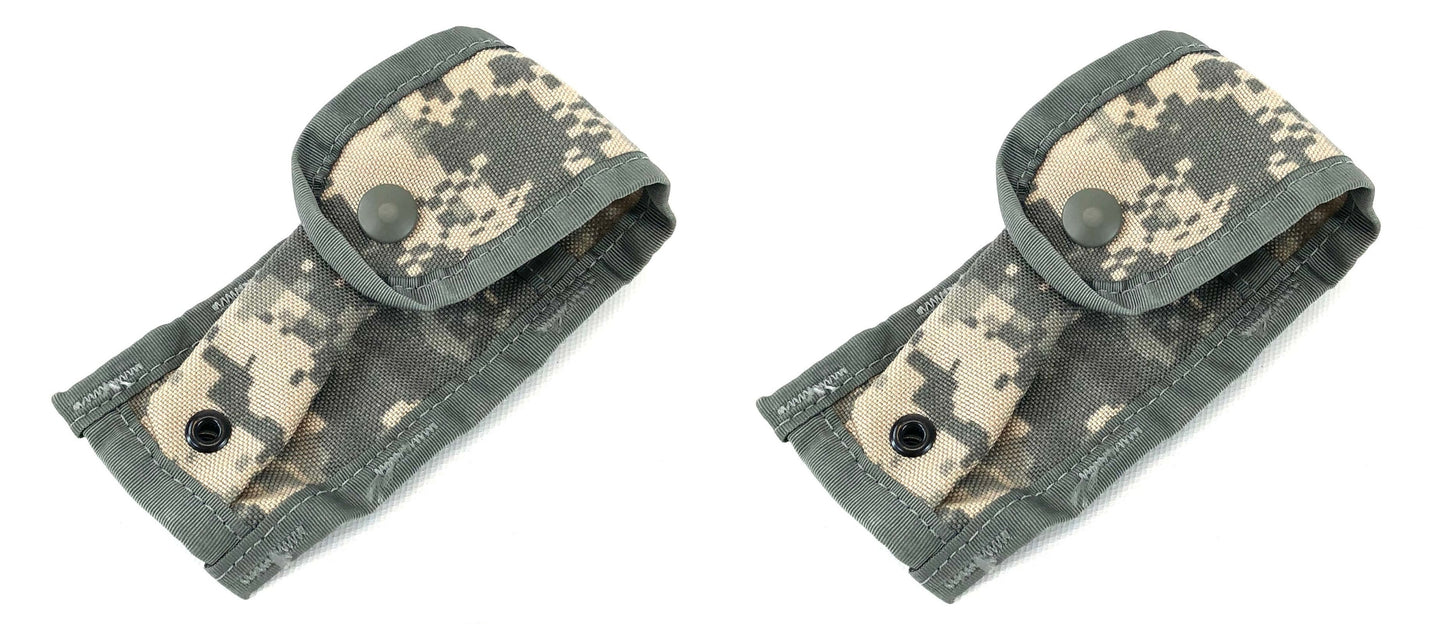 2 Pack USGI Military MOLLE ACU 9mm Single Mag Pistol Magazine Pouches