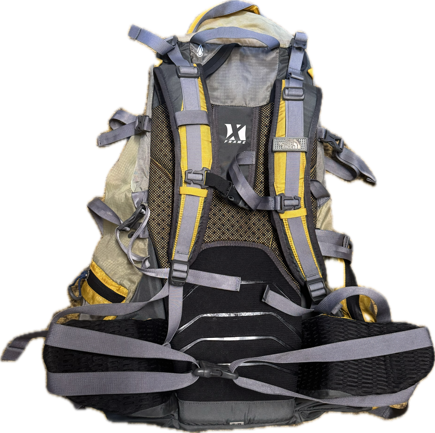 The North Face Skareb 55 Hiking Traveling Backpack Yellow Grey Pack