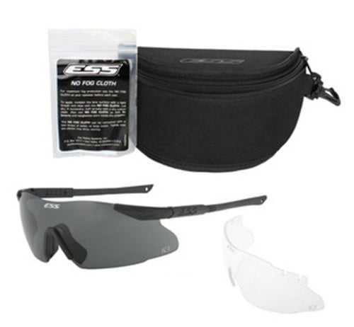 ESS ICE Shooting Glasses Kit Black Frame with Clear and Smoke Lens