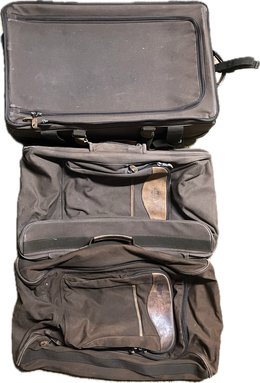 Vintage Cabelas Outback Deluxe Hunting Traveling Suitcase 3 Piece Set