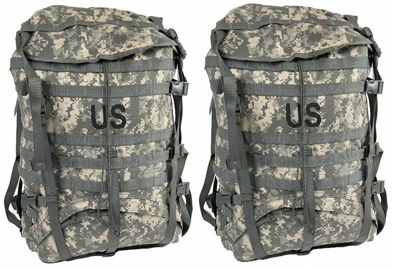 2 Pack USGI Military Surplus Rucksack ONLY Large Field Pack MOLLE II ACU Modular