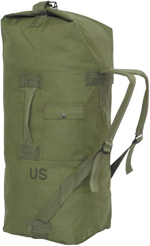 Military Duffle Bag OD Green Nylon Sea Bag Carry Straps Army Duffel USGI