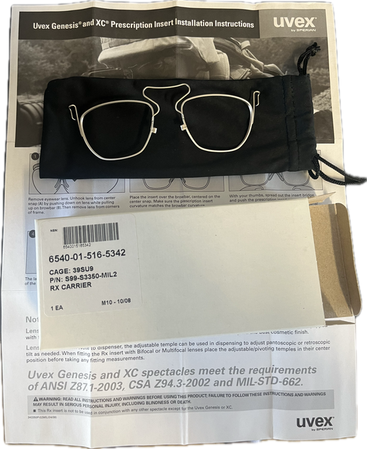 UVEX GENESIS / XC Prescription Insert Rx Carrier Safety Glasses Insert S99-S3350