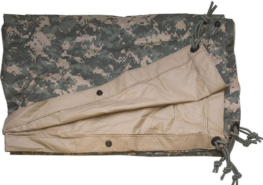 USGI Reversible Tan Field Tarp ACU 90 x 80 Ground Tarpaulin Shelter GOOD