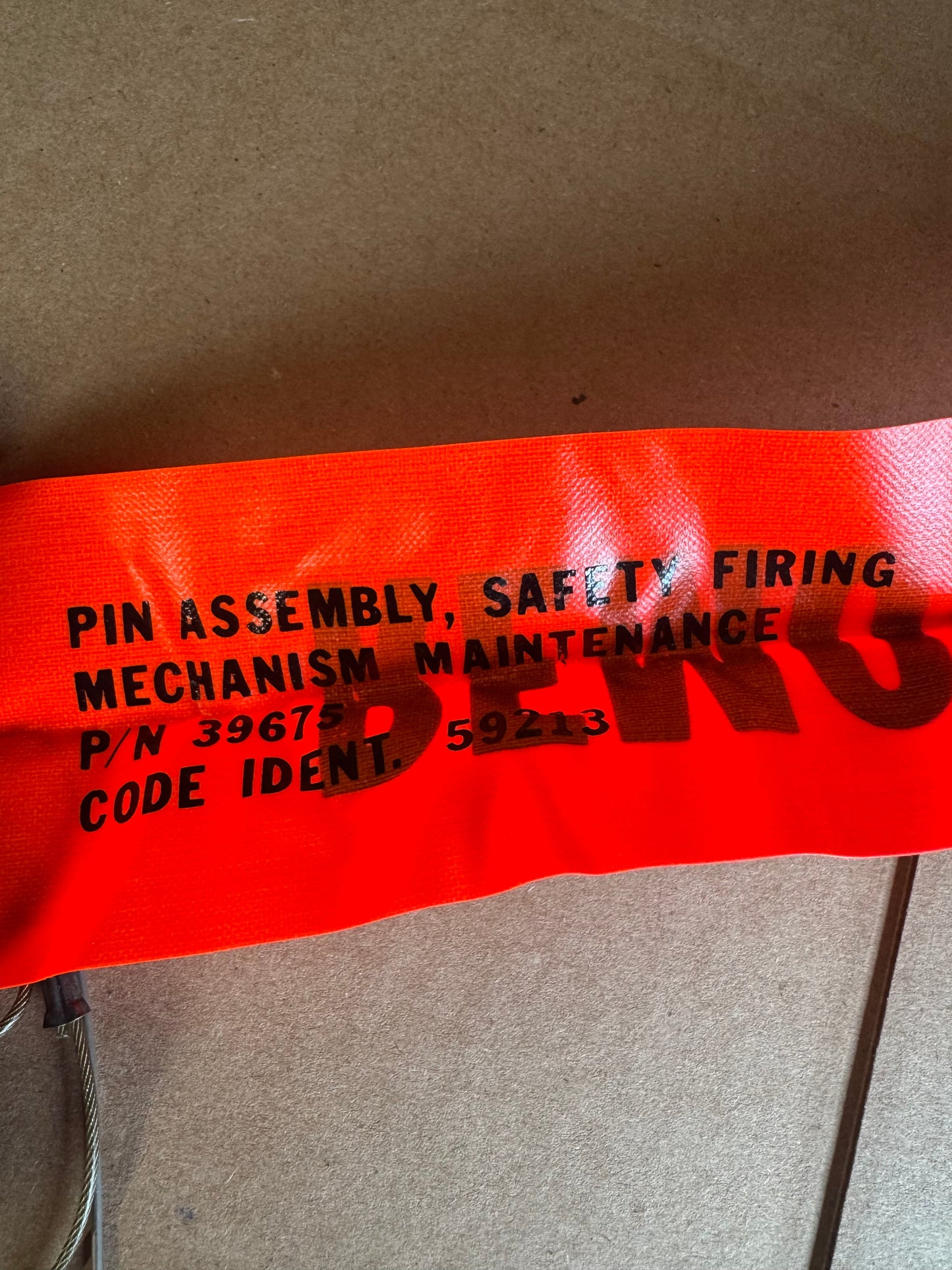 REMOVE BEFORE FLIGHT Orange Safety Flag & Pin Assembly P/N 39675