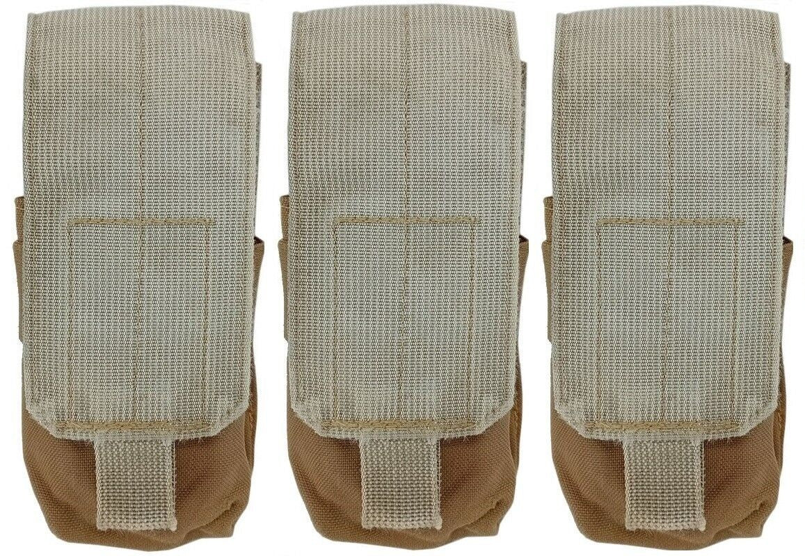 3 Pack FAIR USMC Marine Corps Single Double Mag Pouch Coyote Brown