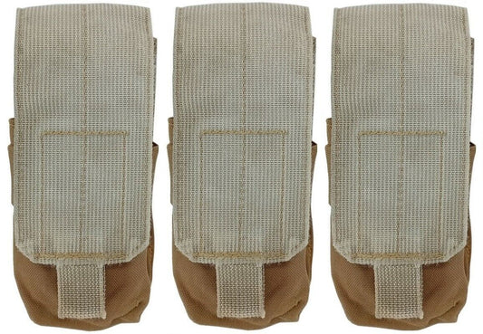 3 Pack FAIR USMC Marine Corps Single Double Mag Pouch Coyote Brown