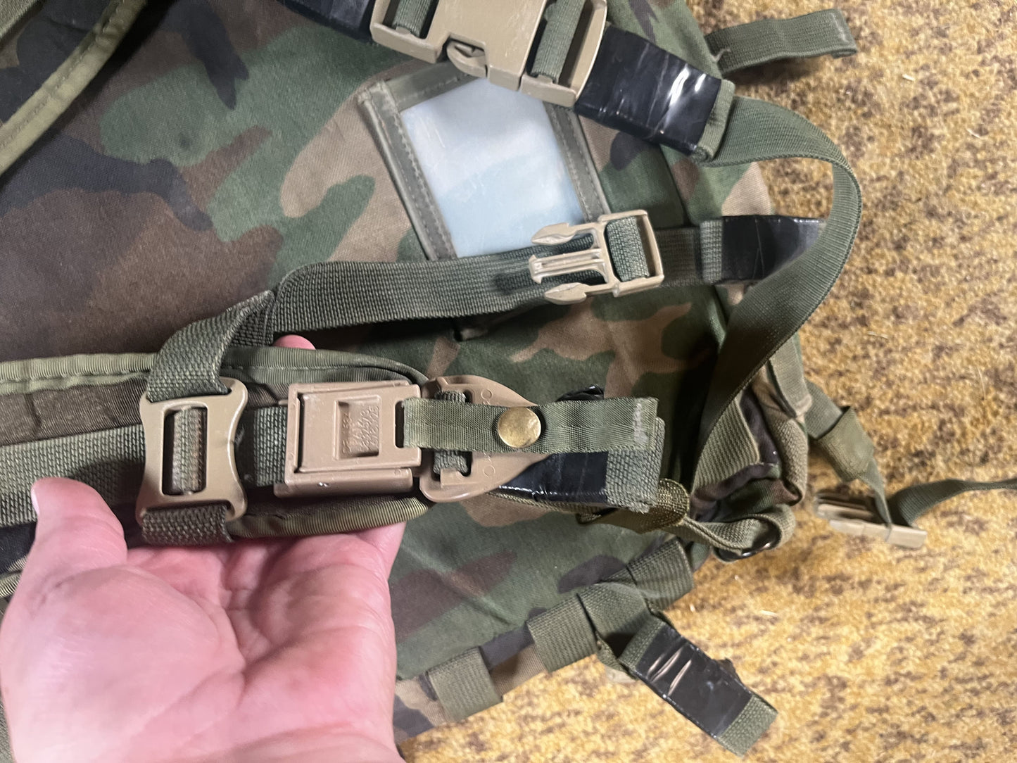 DAMAGED USGI SDS Woodland MOLLE II Large Assault Pack With Stiffener Style 4095