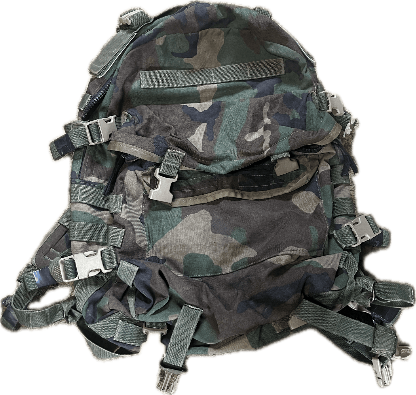 DAMAGED USGI SDS Woodland MOLLE II Large Assault Pack With Stiffener Style 4095
