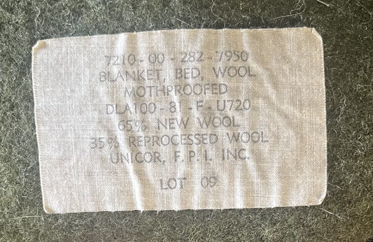 USGI US Military 100% Wool Blanket OD Green 66"x84" Mothproofed 7210-00-282-7950