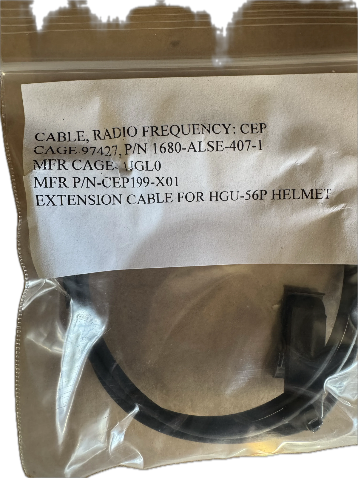 NEW Extension Cable Radio Freq CEP199-X01 for Gentex HGU-56P Helmet