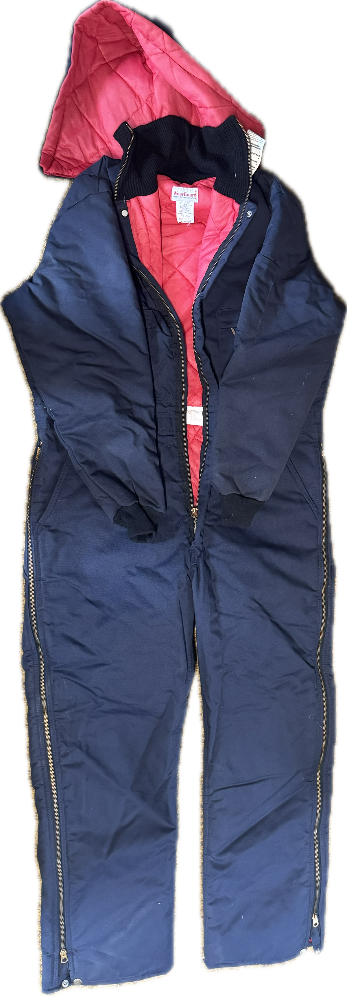 NEW WearGuard Vintage USA Made Insulated Coveralls W/Hood Dacron 808 Mens Large Blue/Red