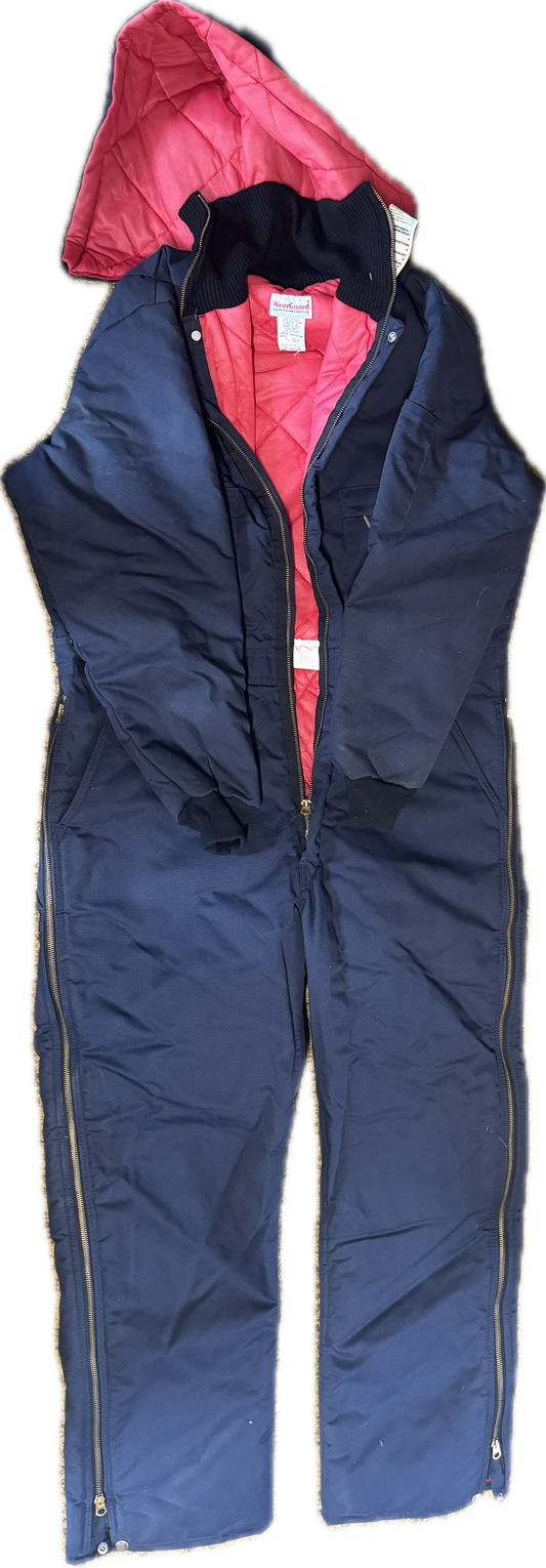 NEW WearGuard Vintage USA Made Insulated Coveralls W/Hood Dacron 808 Mens Large Blue/Red