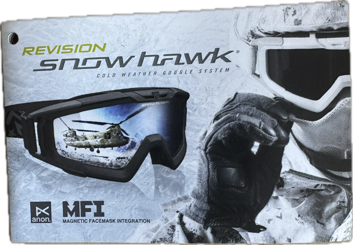 NEW USGI Revision Military SNOWHAWK Goggle System With Smoke Gray/Clear Lens Black