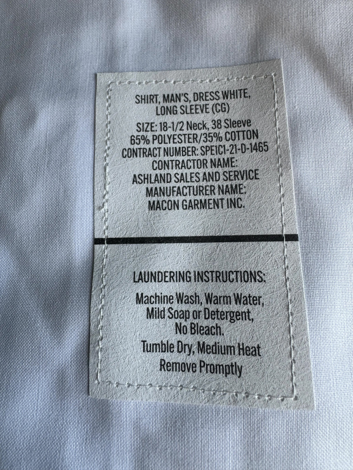 NEW 2XL Tall Defense Logistics Agency Mens Dress White Long Sleeve(CG) Shirt Macon Garment 18 1/2N 38 SL
