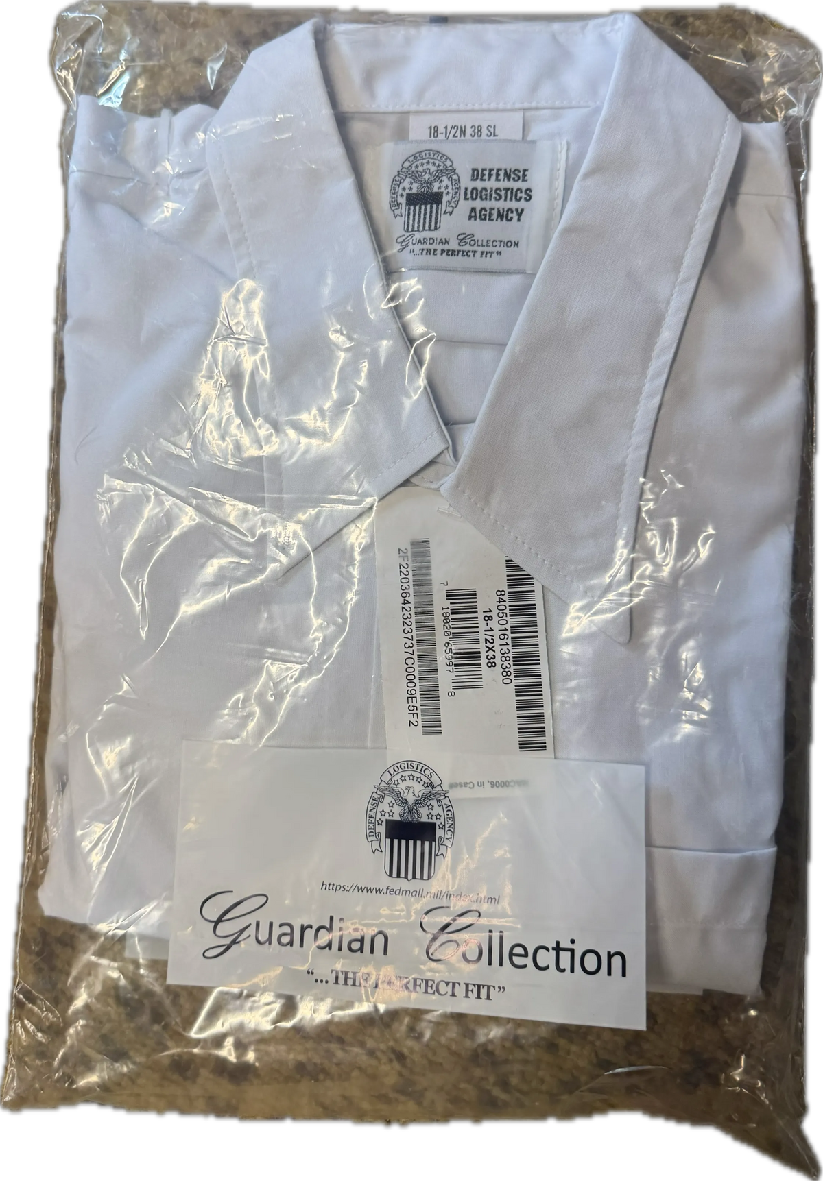 NEW 2XL Tall Defense Logistics Agency Mens Dress White Long Sleeve(CG) Shirt Macon Garment 18 1/2N 38 SL