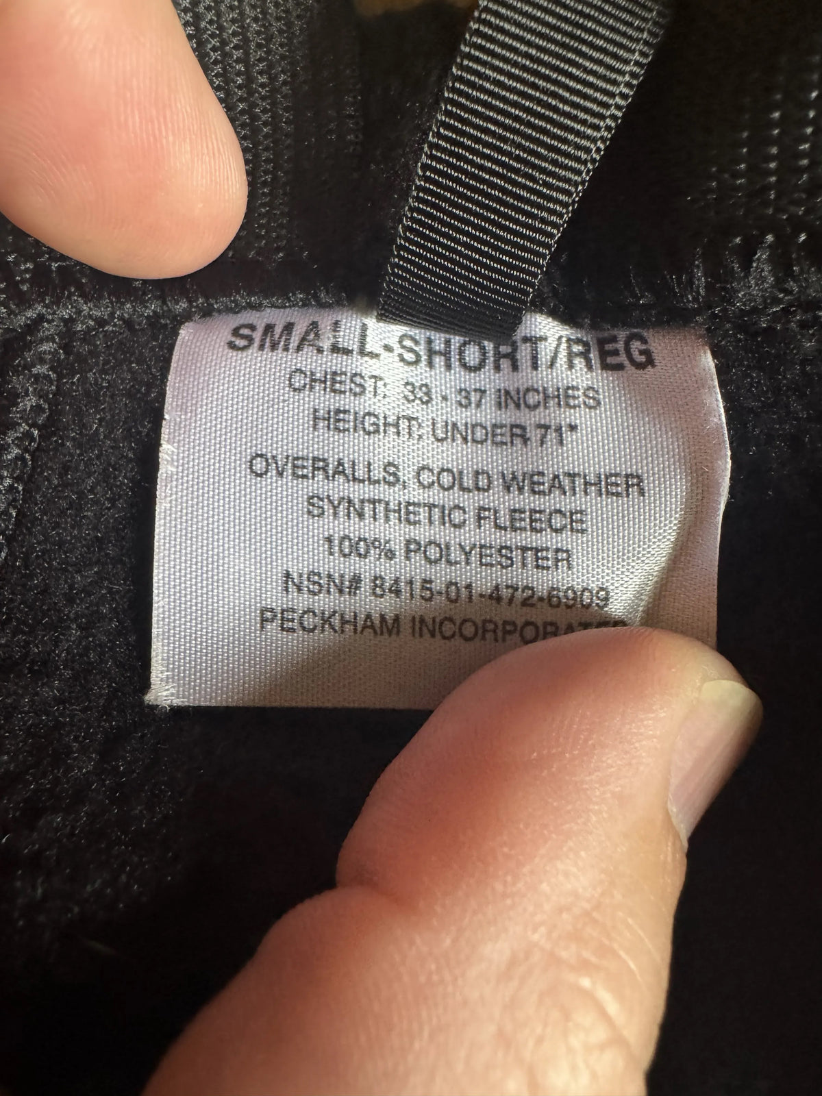 NEW USGI Cold Synthetic Fleece Overalls  Small Short Regular Polartec NSN: 8415-01-472-6909