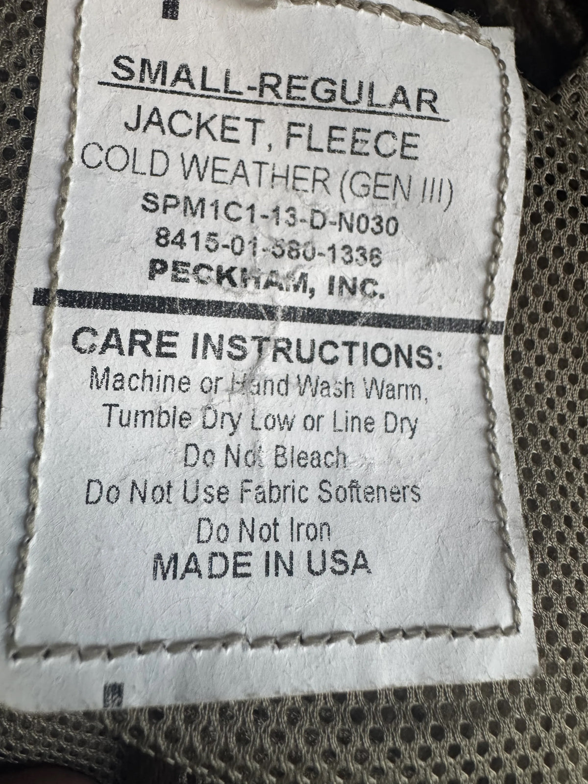 USGI Polartec Foliage Green Small Fleece Jacket NSN: 8415-01-530-1336
