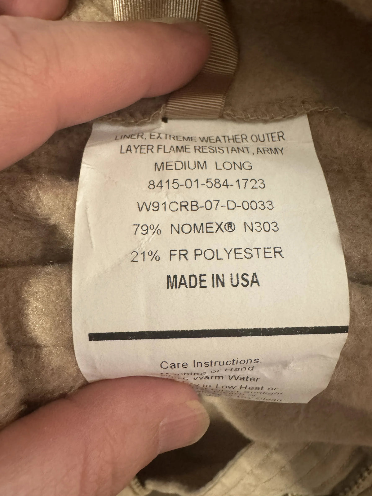NEW Men Medium Long FREE EWOL Fire Resistant POLARTEC Fleec Extreme Weather Outer Liner