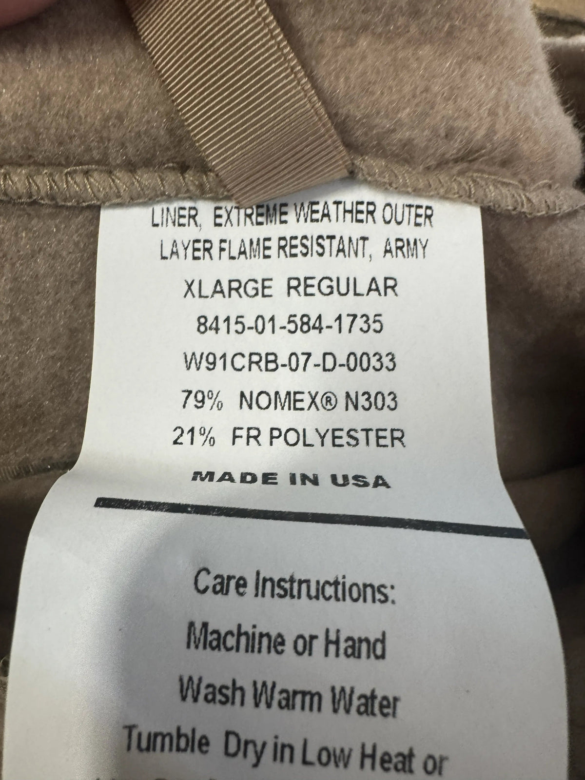 NEW Men XL Regular FREE EWOL Fire Resistant POLARTEC Fleec Extreme Weather Outer Liner