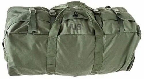 US Military Army IMPROVED Duffel Bag (Duffle) Backpack USGI - OD GREEN Side Zip